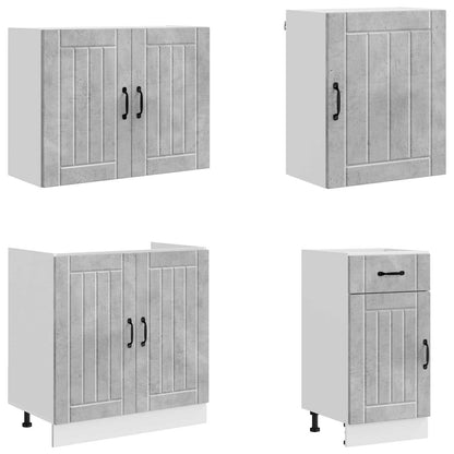Set Mobili da Cucina 7 pz Lucca Grigio Cemento in Truciolato