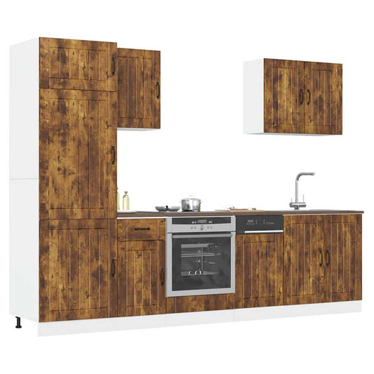 Set Mobili da Cucina 7 pz Lucca Rovere Fumo Legno Multistrato | homemem39