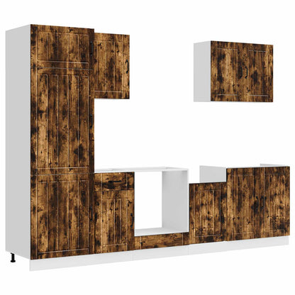 Set Mobili da Cucina 7 pz Lucca Rovere Fumo Legno Multistrato