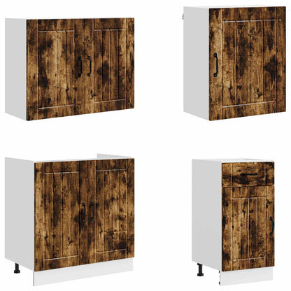Set Mobili da Cucina 7 pz Lucca Rovere Fumo Legno Multistrato