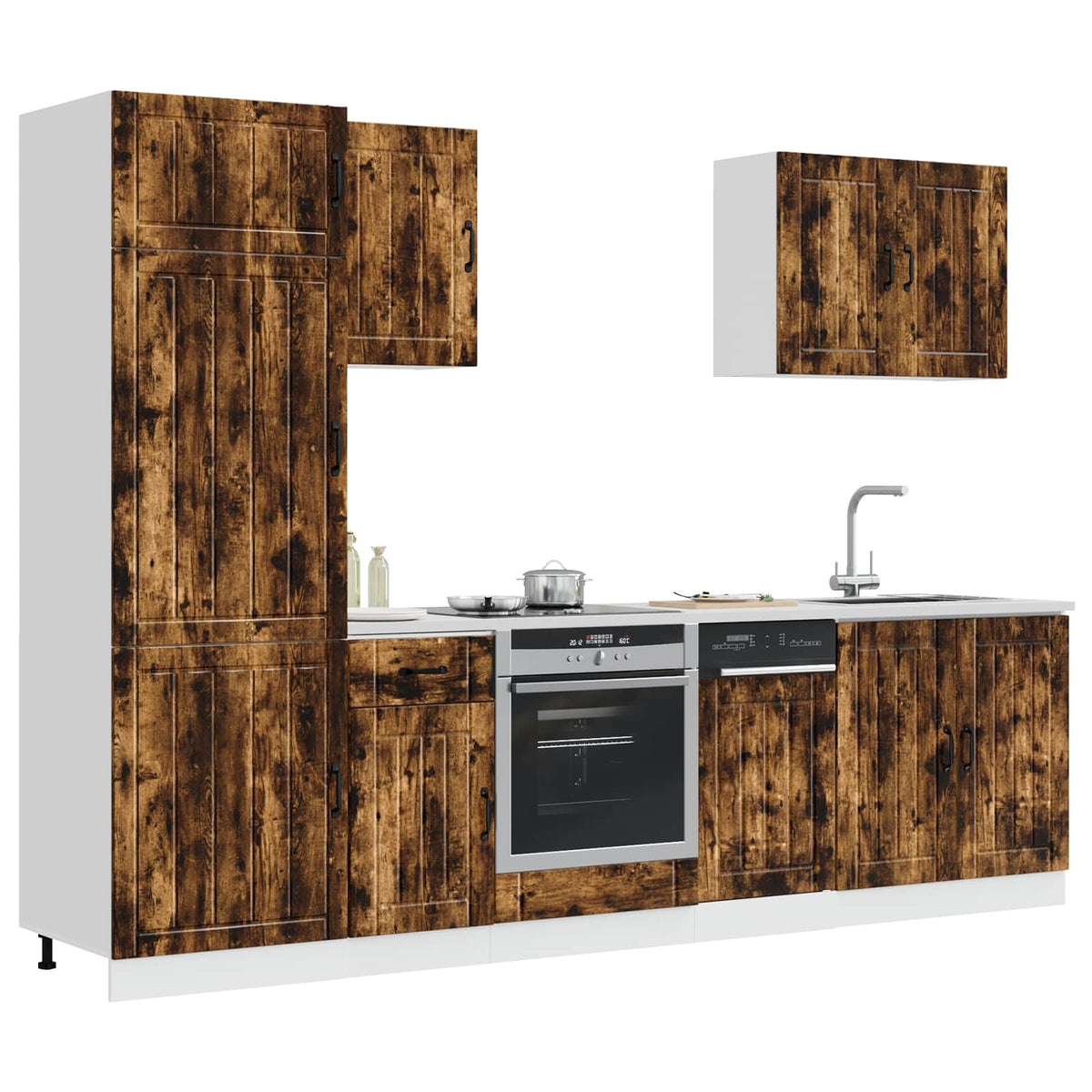Set Mobili da Cucina 7 pz Lucca Rovere Fumo Legno Multistrato