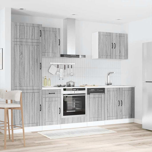 Set Mobili da Cucina 7 pz Lucca Grigio Sonoma in Truciolato