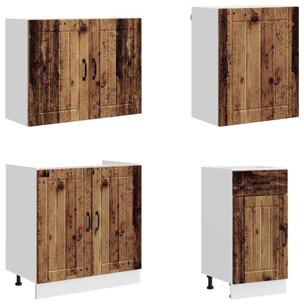 Set Mobili da Cucina 7 pz Lucca Legno Vecchio in Truciolato