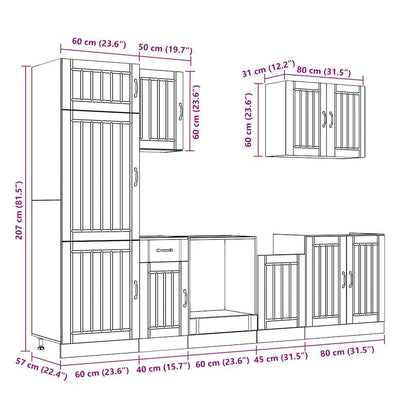 Set Mobili da Cucina 7 pz Lucca Legno Vecchio in Truciolato | homemem39