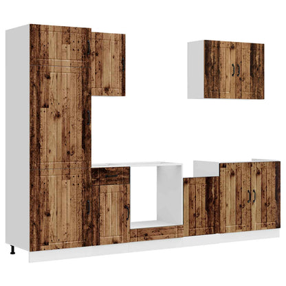 Set Mobili da Cucina 7 pz Lucca Legno Vecchio in Truciolato