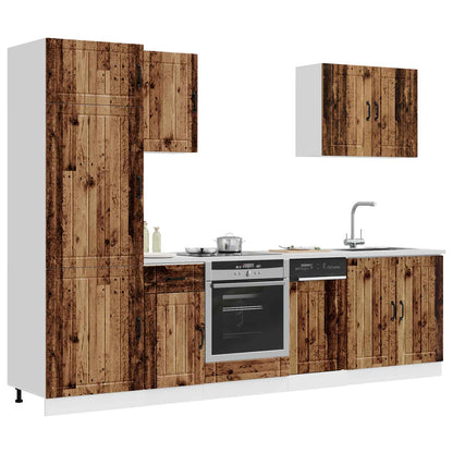 Set Mobili da Cucina 7 pz Lucca Legno Vecchio in Truciolato