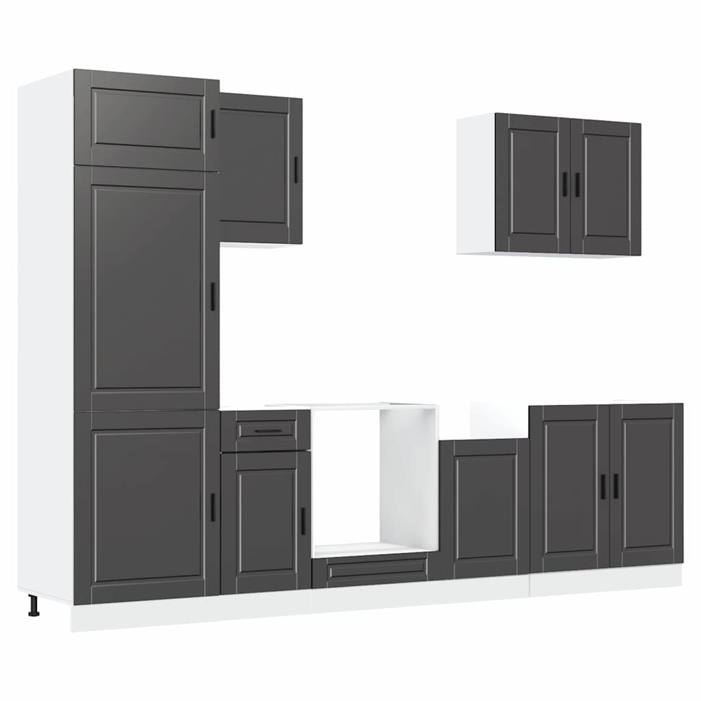 Set Mobili da Cucina 7 pz Porto Neri Legno Multistrato