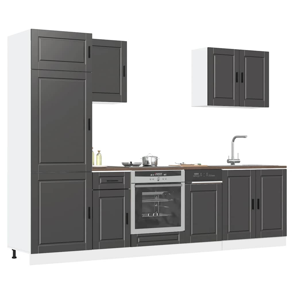 Set Mobili da Cucina 7 pz Porto Neri Legno Multistrato