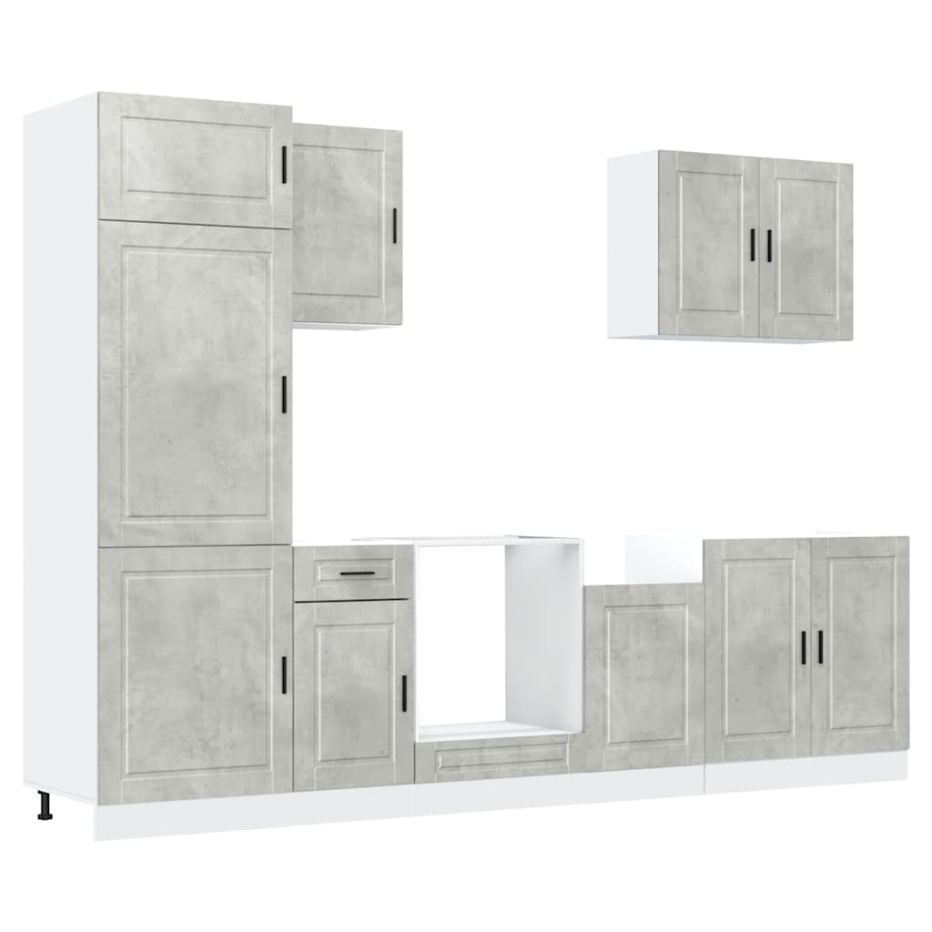 Set Mobili da Cucina 7 pz Porto Grigio Cemento in Truciolato