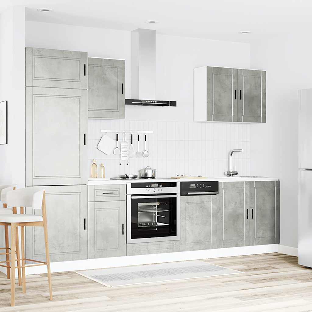 Set Mobili da Cucina 7 pz Porto Grigio Cemento in Truciolato
