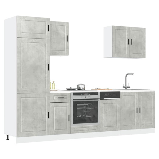 Set Mobili da Cucina 7 pz Porto Grigio Cemento in Truciolato