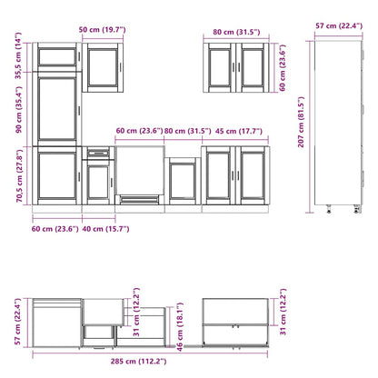 Set Mobili da Cucina 7 pz Porto Rovere Fumo Legno Multistrato | homemem39