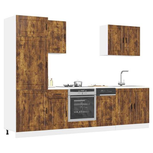 Set Mobili da Cucina 7 pz Porto Rovere Fumo Legno Multistrato | homemem39