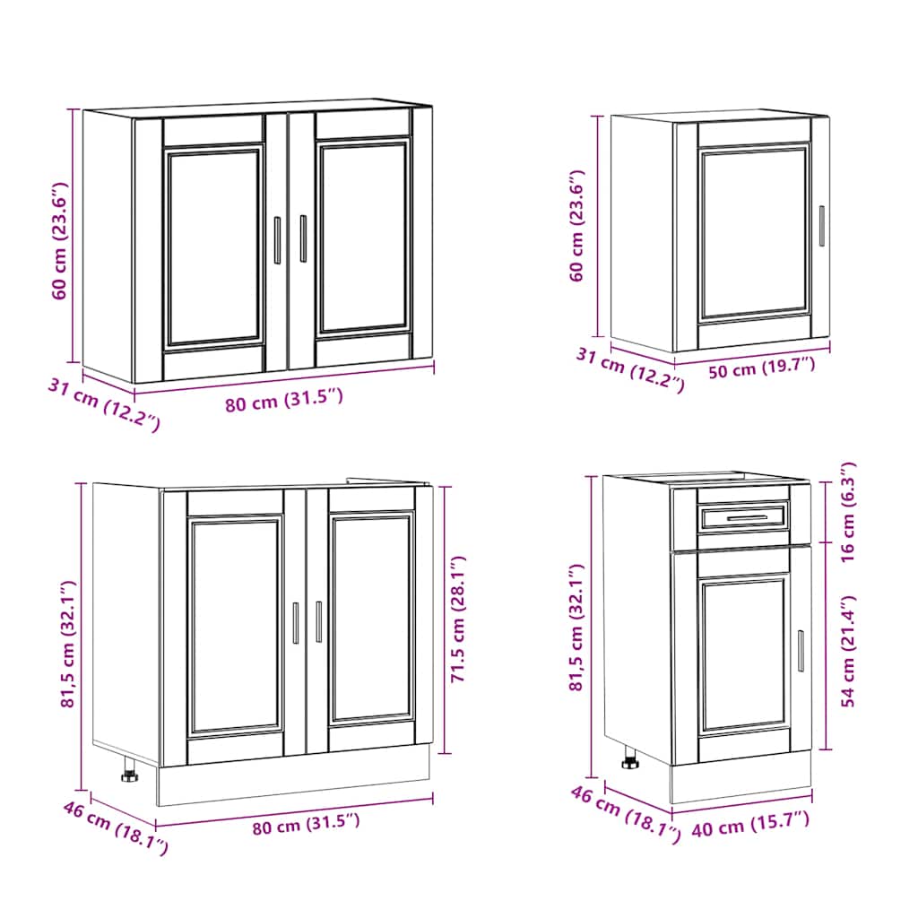 Set Mobili da Cucina 7 pz Porto Grigio Sonoma in Truciolato | homemem39