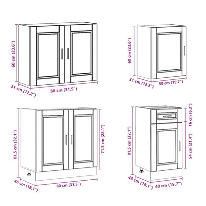 Set Mobili da Cucina 7 pz Porto Grigio Sonoma in Truciolato | homemem39