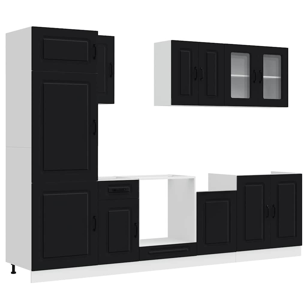 Set Mobili da Cucina 8 pz Kalmar Neri Legno Multistrato