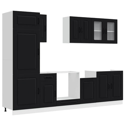 Set Mobili da Cucina 8 pz Kalmar Neri Legno Multistrato