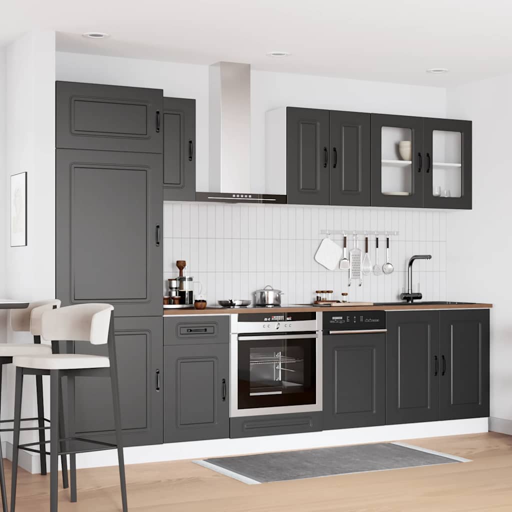 Set Mobili da Cucina 8 pz Kalmar Neri Legno Multistrato | homemem39