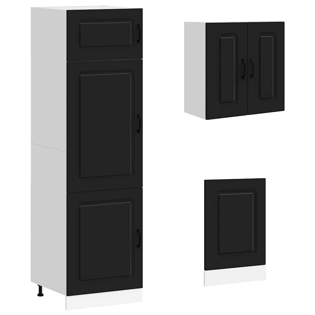 Set Mobili da Cucina 8 pz Kalmar Neri Legno Multistrato