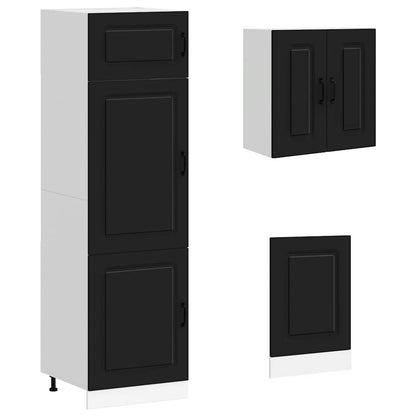 Set Mobili da Cucina 8 pz Kalmar Neri Legno Multistrato