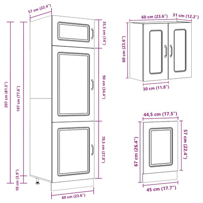 Set Mobili da Cucina 8 pz Kalmar Neri Legno Multistrato | homemem39