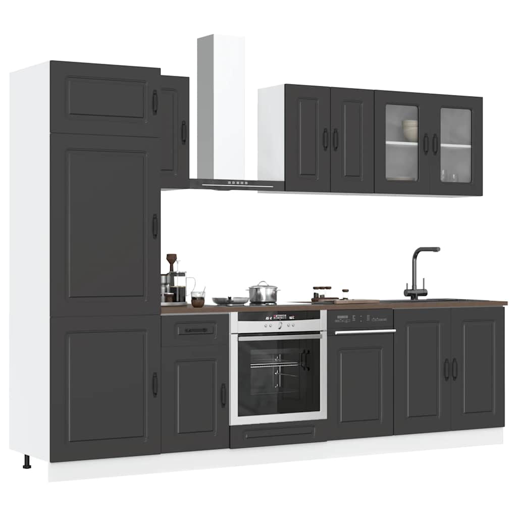 Set Mobili da Cucina 8 pz Kalmar Neri Legno Multistrato | homemem39