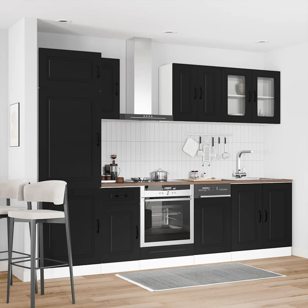 Set Mobili da Cucina 8 pz Kalmar Neri Legno Multistrato