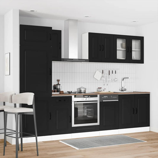 Set Mobili da Cucina 8 pz Kalmar Neri Legno Multistrato