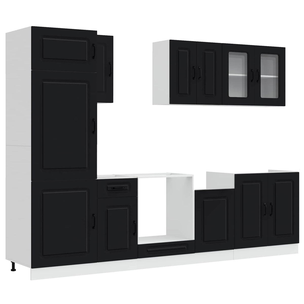 Set Mobili da Cucina 8 pz Kalmar Neri Legno Multistrato