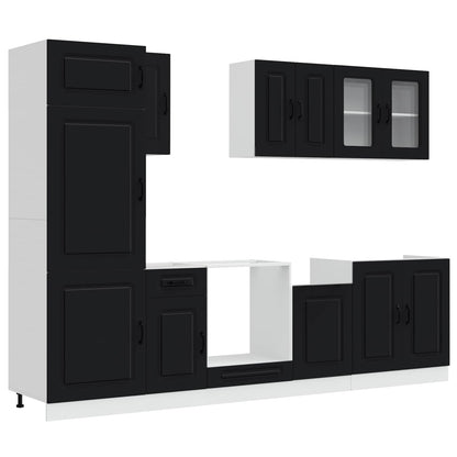 Set Mobili da Cucina 8 pz Kalmar Neri Legno Multistrato