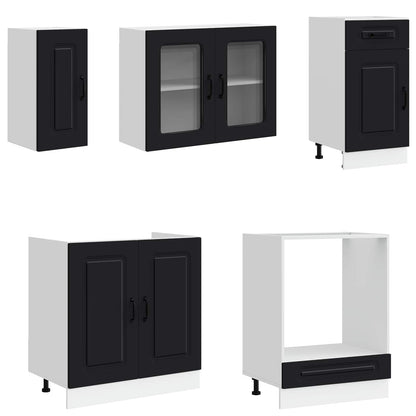 Set Mobili da Cucina 8 pz Kalmar Neri Legno Multistrato
