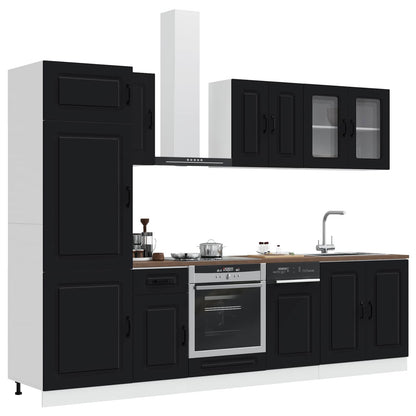 Set Mobili da Cucina 8 pz Kalmar Neri Legno Multistrato