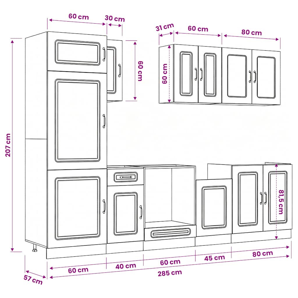 Set Mobili da Cucina 8 pz Kalmar Rovere Sonoma in Truciolato | homemem39