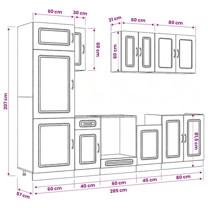 Set Mobili da Cucina 8 pz Kalmar Rovere Sonoma in Truciolato | homemem39