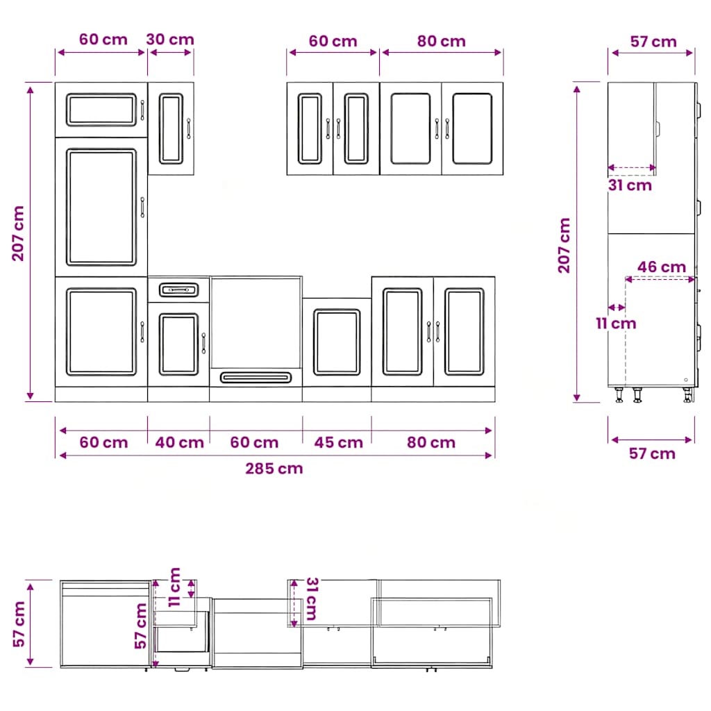 Set Mobili da Cucina 8 pz Kalmar Rovere Sonoma in Truciolato | homemem39
