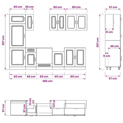 Set Mobili da Cucina 8 pz Kalmar Rovere Sonoma in Truciolato | homemem39