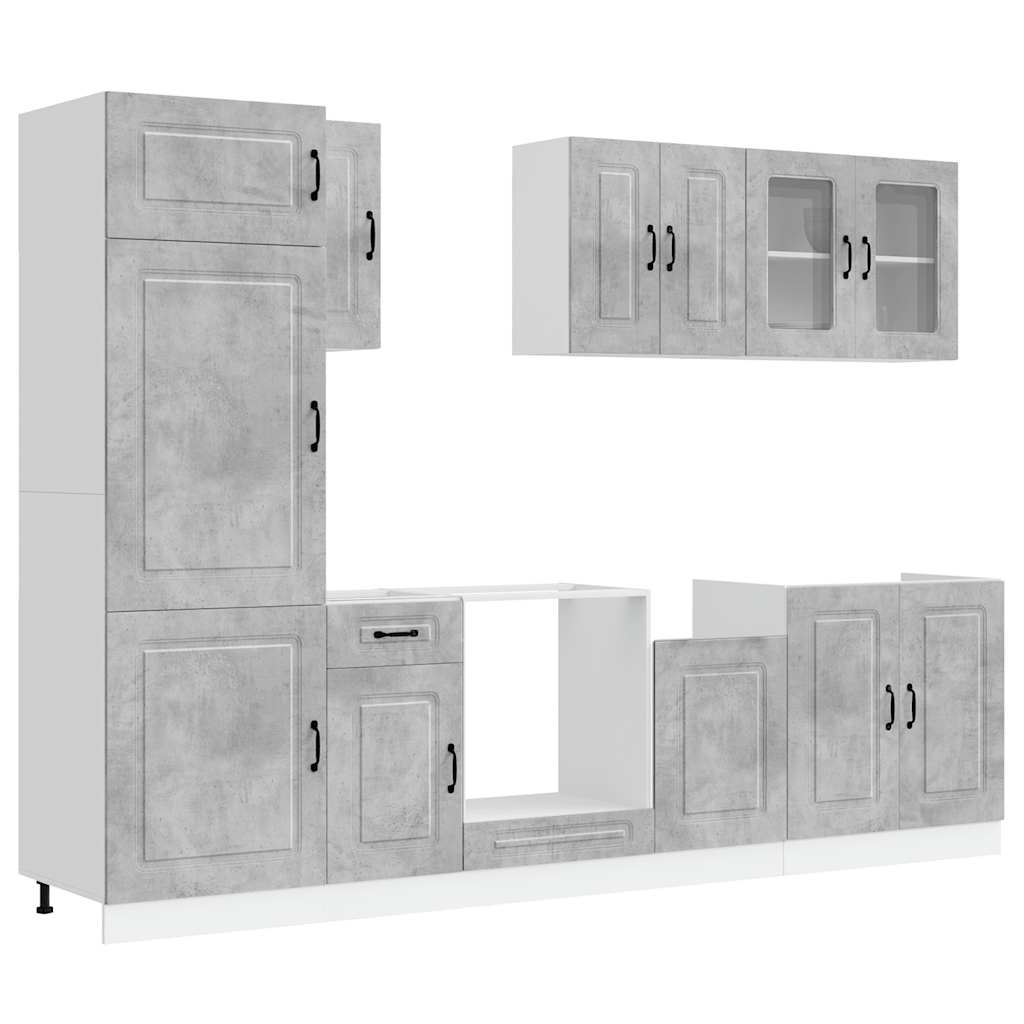 Set Mobili da Cucina 8 pz Kalmar Grigio Cemento in Truciolato