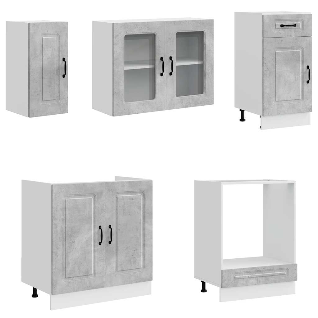 Set Mobili da Cucina 8 pz Kalmar Grigio Cemento in Truciolato