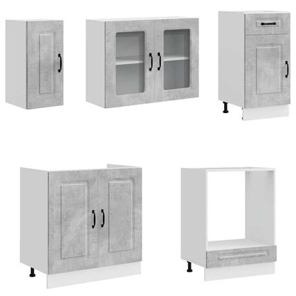 Set Mobili da Cucina 8 pz Kalmar Grigio Cemento in Truciolato