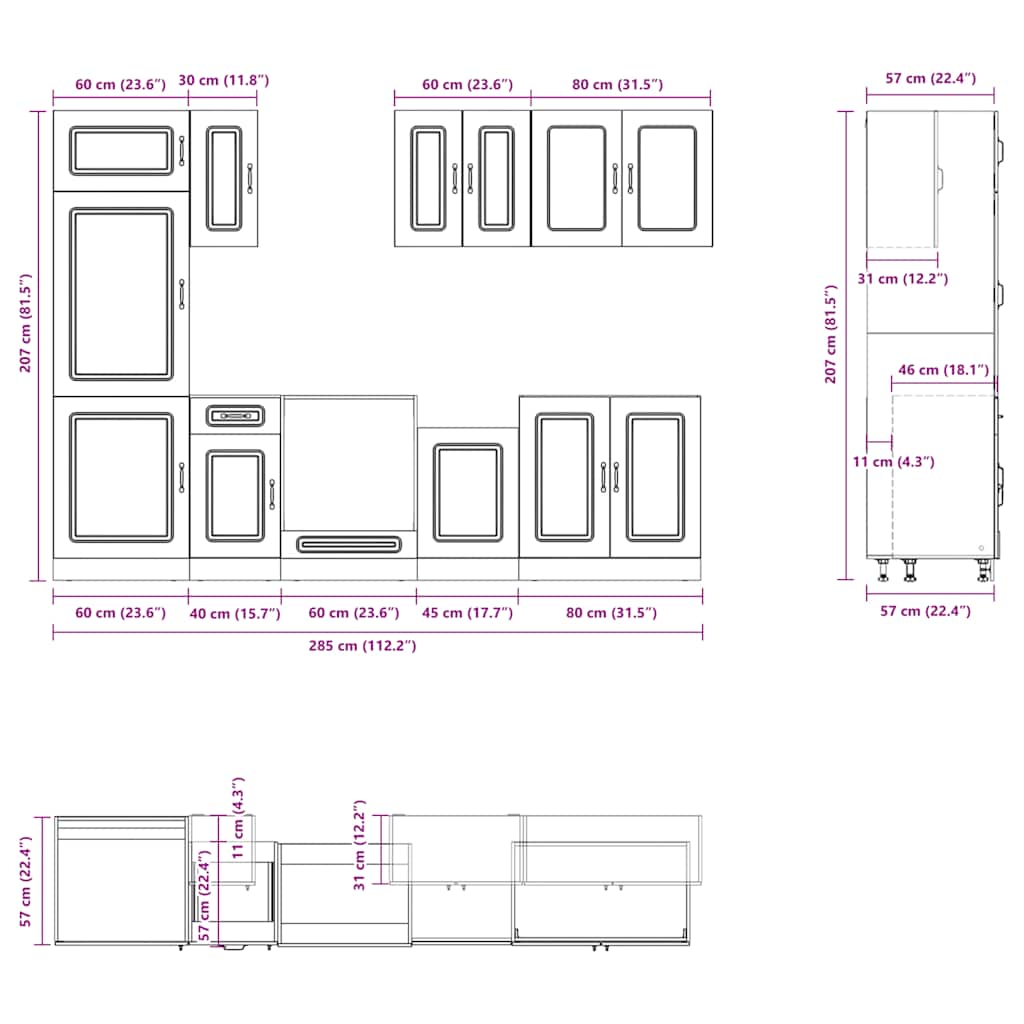 Set Mobili da Cucina 8 pz Kalmar Grigio Cemento in Truciolato | homemem39