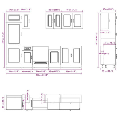 Set Mobili da Cucina 8 pz Kalmar Grigio Cemento in Truciolato | homemem39
