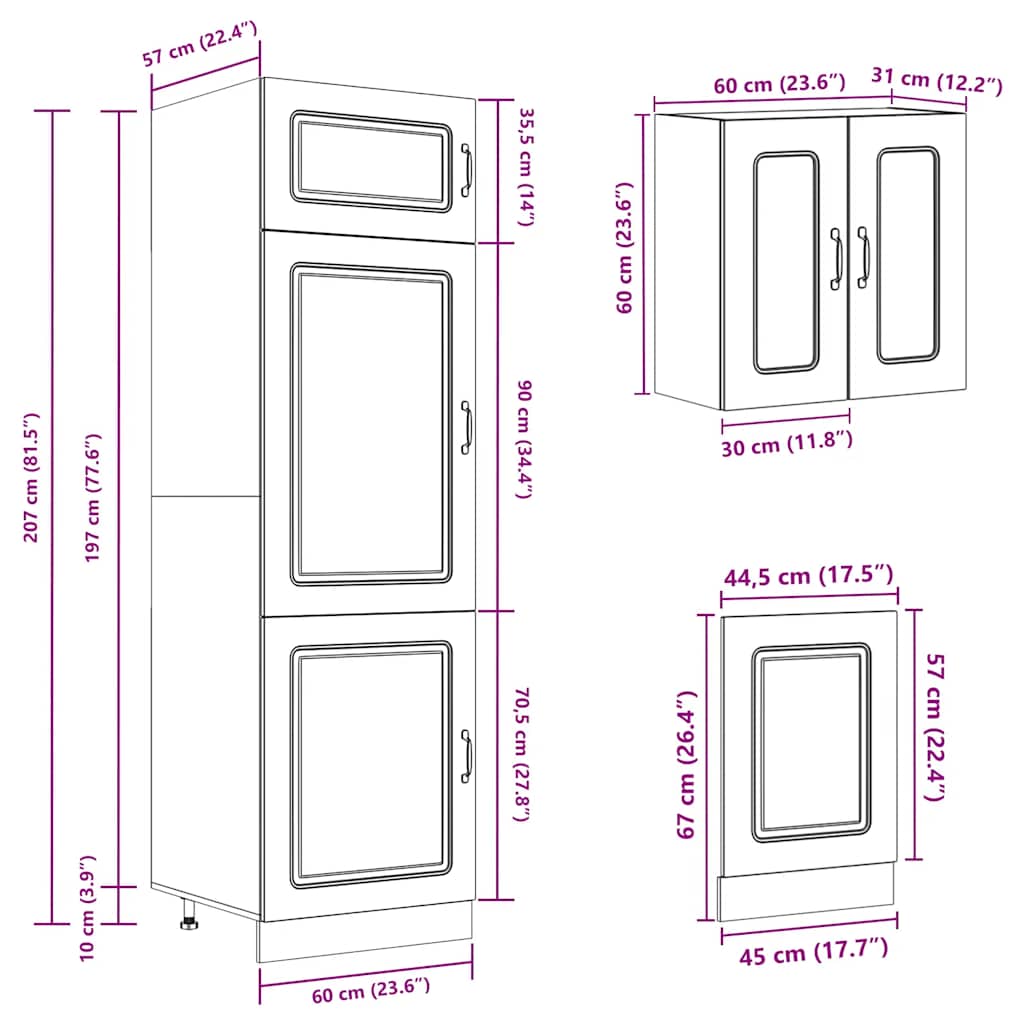 Set Mobili da Cucina 8 pz Kalmar Grigio Cemento in Truciolato | homemem39