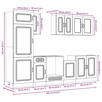 Set Mobili da Cucina 8 pz Kalmar Grigio Cemento in Truciolato | homemem39