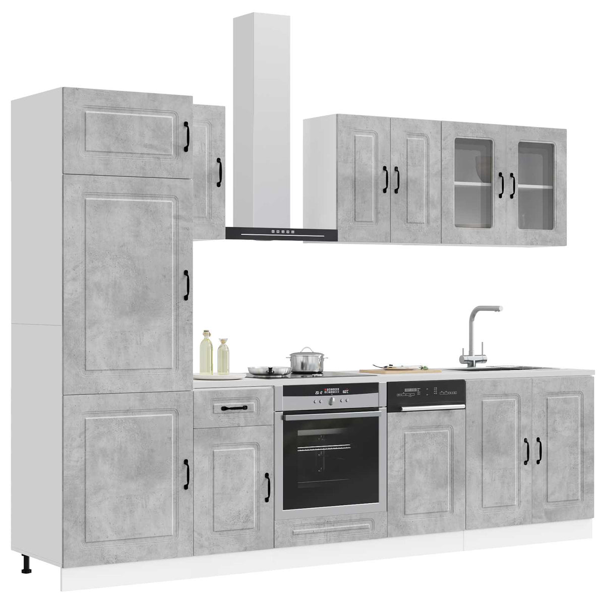 Set Mobili da Cucina 8 pz Kalmar Grigio Cemento in Truciolato