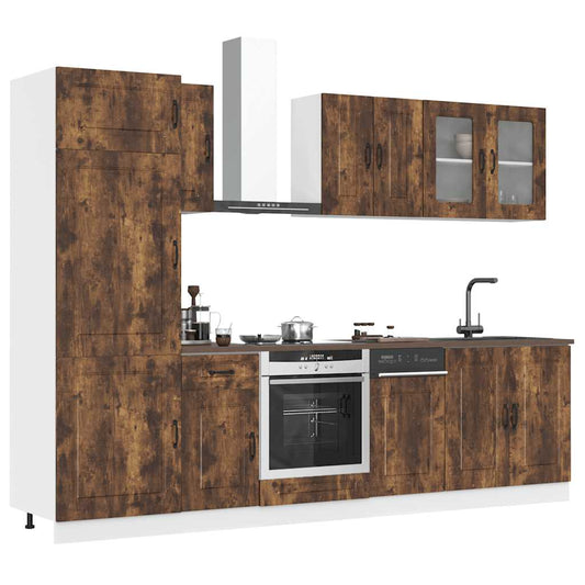 Set Mobili da Cucina 8 pz Kalmar Rovere Fumo Legno Multistrato | homemem39