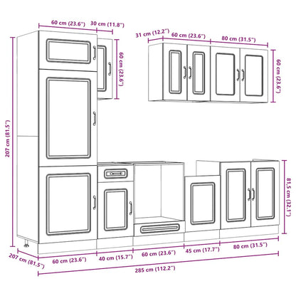 Set Mobili da Cucina 8 pz Kalmar Grigio Sonoma in Truciolato | homemem39