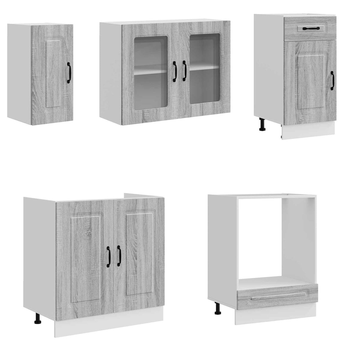 Set Mobili da Cucina 8 pz Kalmar Grigio Sonoma in Truciolato