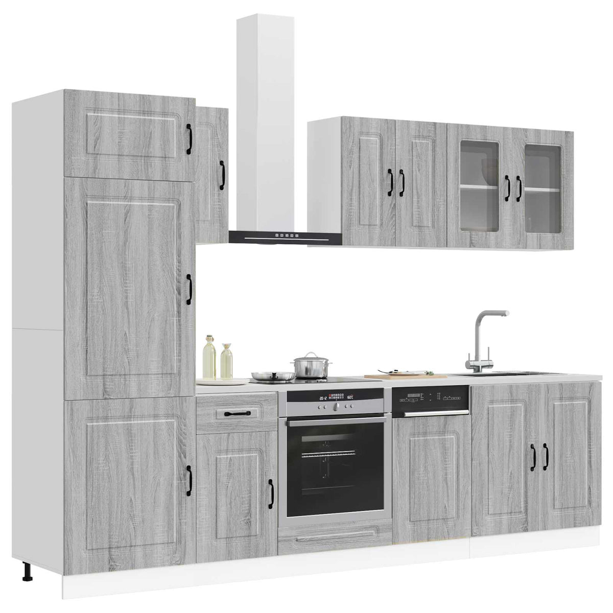 Set Mobili da Cucina 8 pz Kalmar Grigio Sonoma in Truciolato