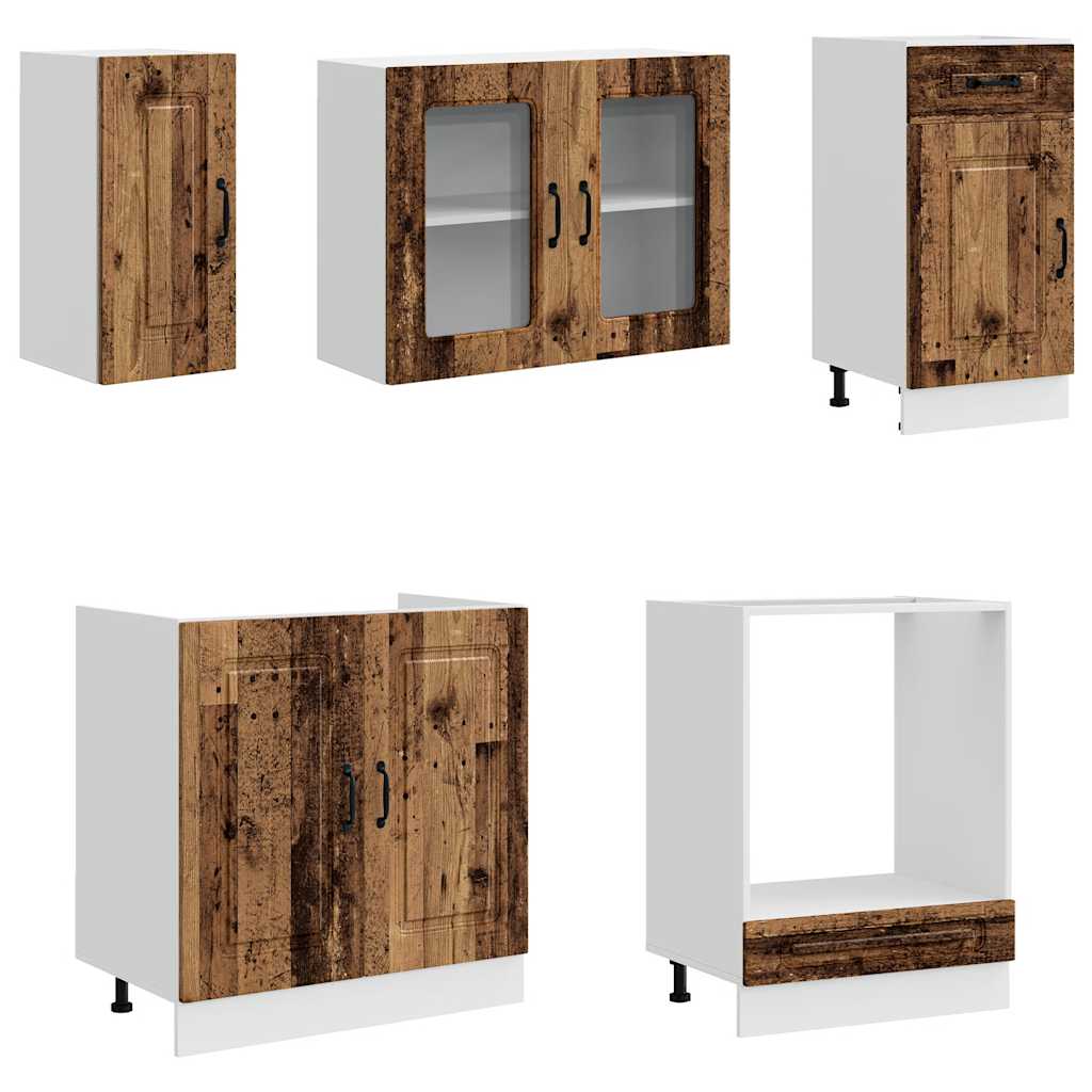 Set Mobili da Cucina 8 pz Kalmar Legno Vecchio in Truciolato