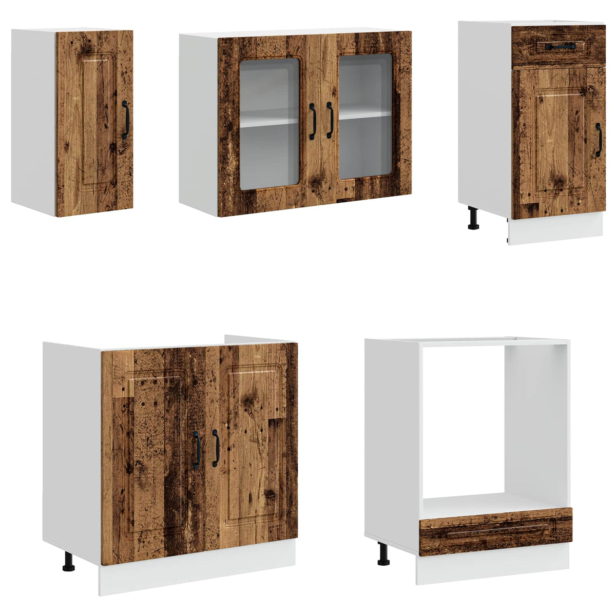 Set Mobili da Cucina 8 pz Kalmar Legno Vecchio in Truciolato
